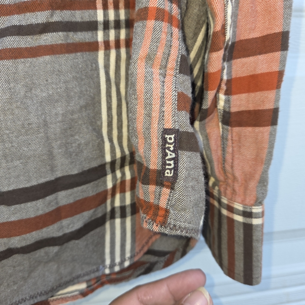 Prana Brown and Cream Casual Button Down Shirt - Picture 8 of 8